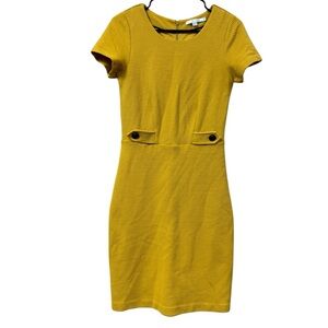 Boden Women’s Mustard Yellow Cotton Blend Lined Ribbed Dress Size Size 4